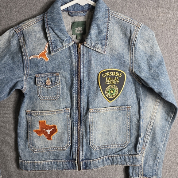 wild fable Jackets & Blazers - Denim Jacket XXS with Texas Patches. Upcycled. One Of A Kind. Western. Texas.